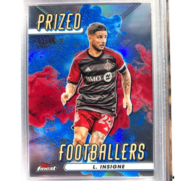 2023 Topps Finest MLS Prized Fusions Blue/Red #PFF-4 Lorenzo Insigne /45 PSA 9 - Picture 5 of 7